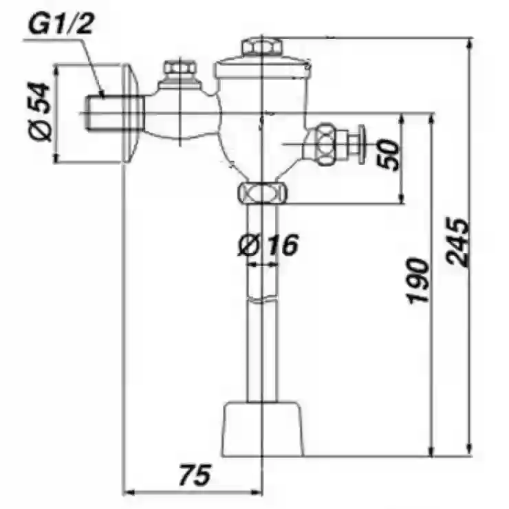Bản vẽ kỹ thuật van nhấn tiểu Inax UF 7V