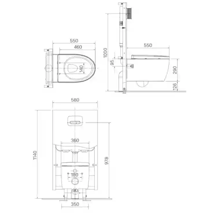 Bản vẽ bệt inax 952 nắp điện tử CW-H18