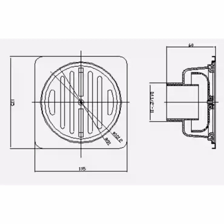Bản vẽ kích thước phểu chống hôi American FD 1150