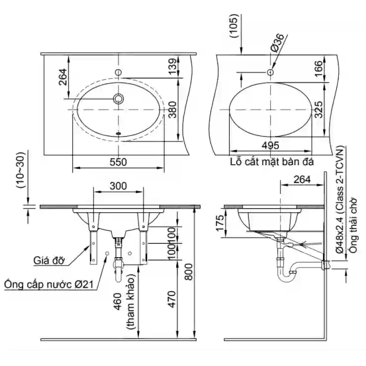 Bản vẽ bồn rửa mặt INAX AL-2216V