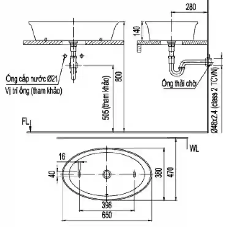 Bản vẽ bồn rửa mặt lavabo INAX L300V