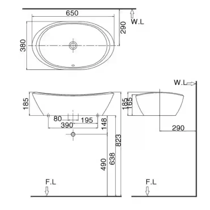 Bản vẽ bồn rửa mặt lavabo INAX L465V