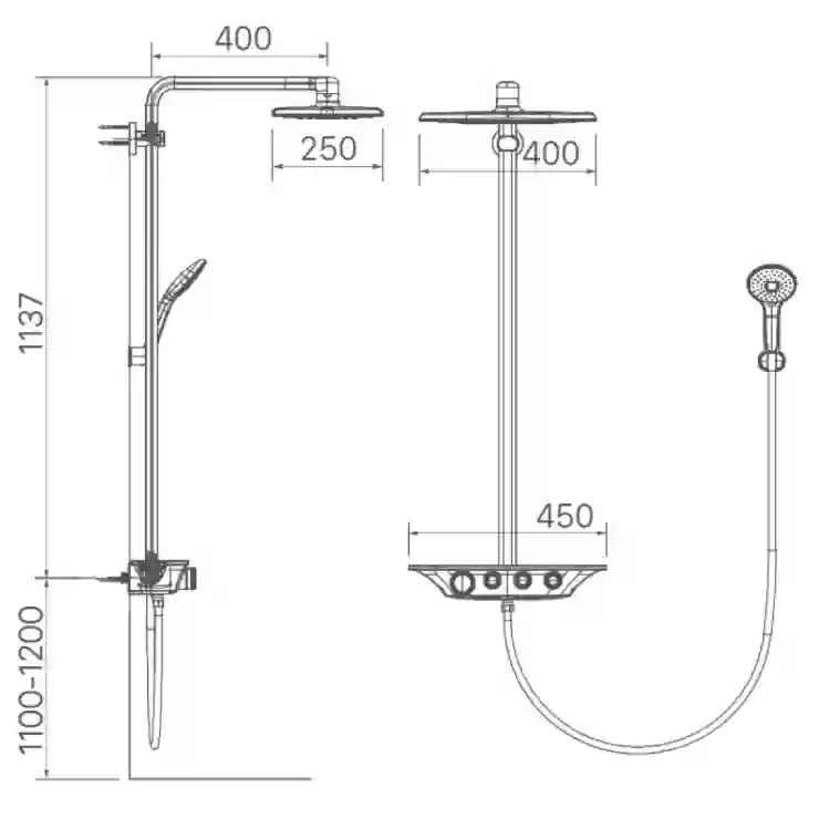 Bản vẽ vòi sen cây INAX BFV-655T nóng lạnh