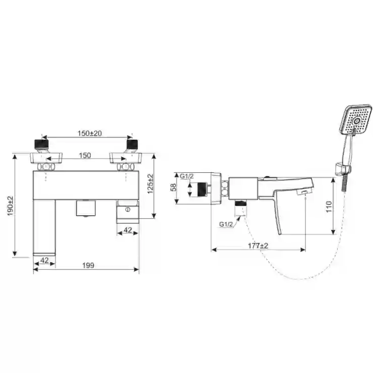 Bản vẽ kích thước vòi hoa sen Inax BFV403S