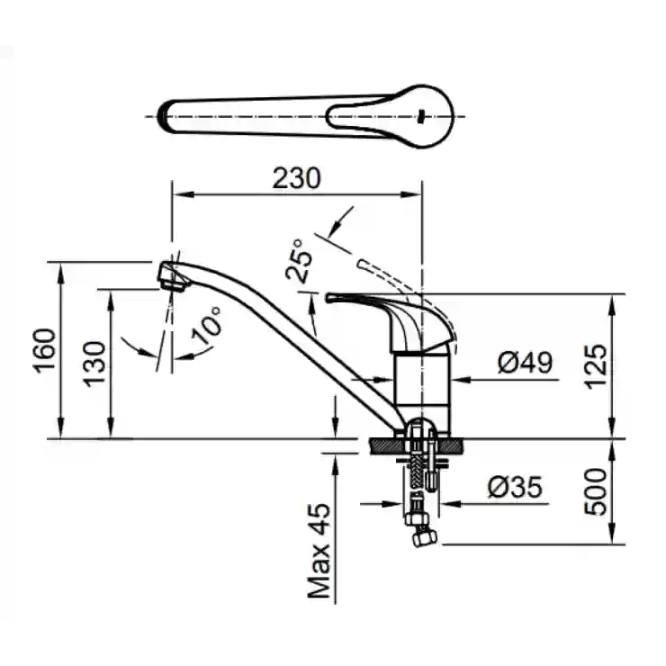 Bản vẽ kỹ thuật vòi bếp nóng lạnh INAX SFV-302S