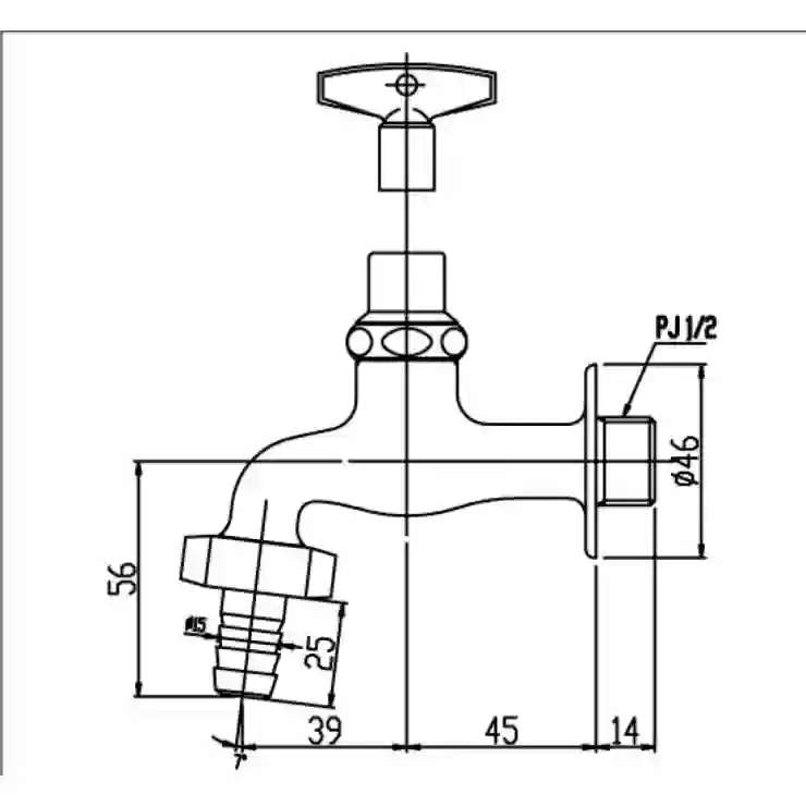 Bản vẽ kỹ thuật vòi gắn tường INAX LF-15G-13