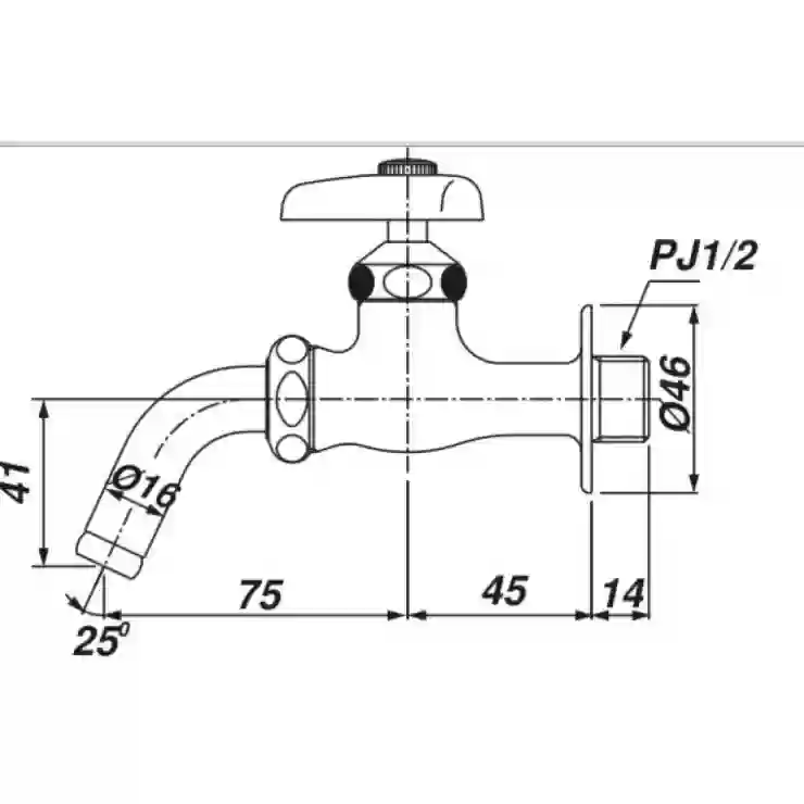 Bản vẽ kỹ thuật vòi gắn tường INAX LF-7R-13
