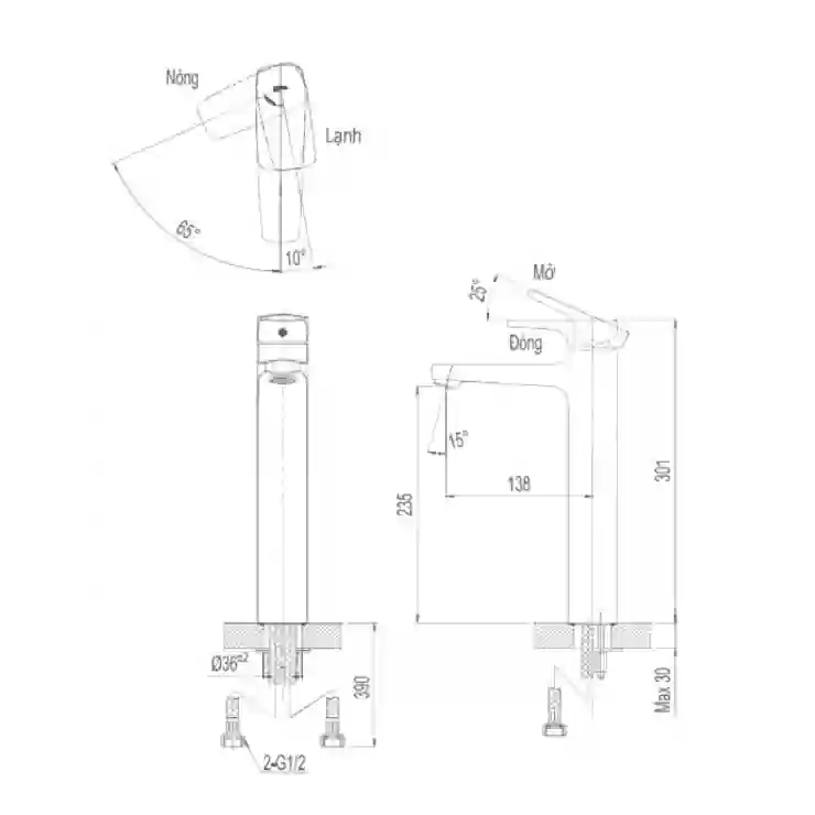 Bản vẽ kỹ thuật vòi lạnh inax LFV-5000SH