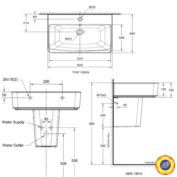 Chậu Lavabo Treo Tường American Standard 0507W-WT/0707-WT Acacia E