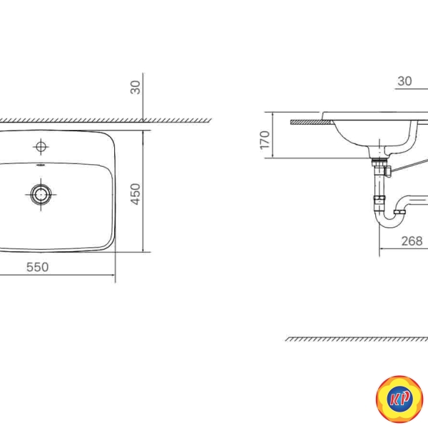 Chậu Rửa Lavabo Inax L-2398V (L2398V) Dương Vành
