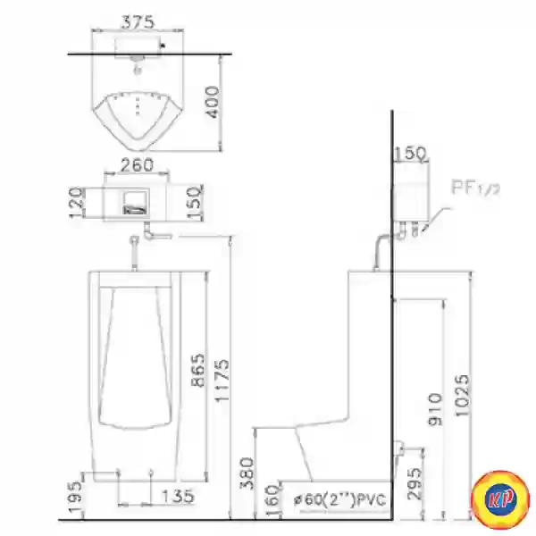 Bệ Tiểu Nam CAESAR U0285 Treo Tường Xả Thẳng