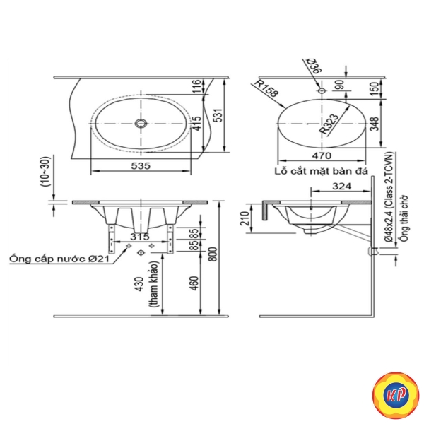 Chậu Rửa Lavabo Inax L-2293V (L2293V)  Âm Bàn Oval