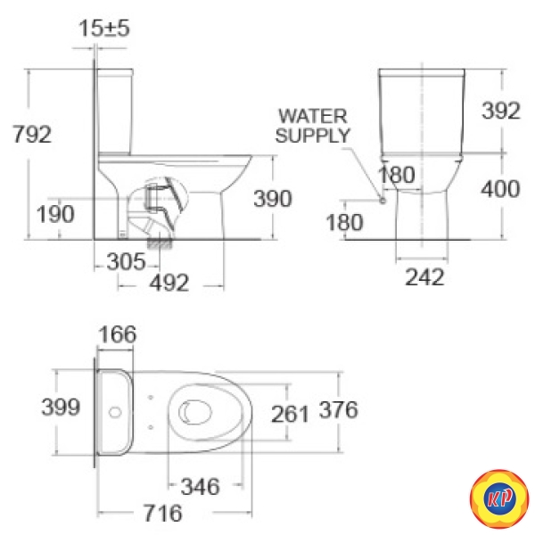 Bồn Cầu 2 Khối American Standard 2630-WT