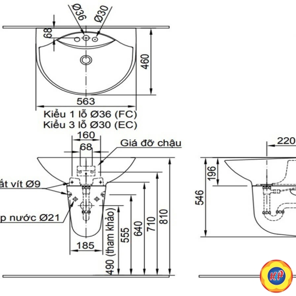 Chậu Rửa Lavabo Inax L-288V (L288V) Treo Tường