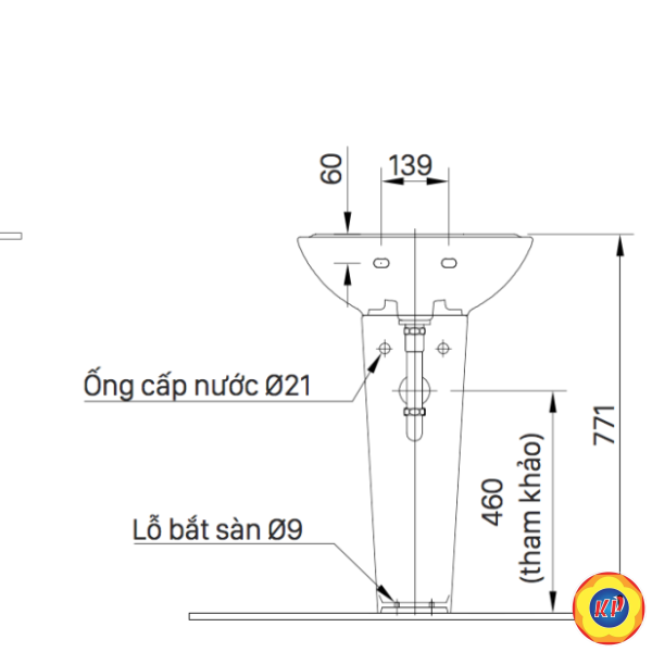 Chân Dài Lavabo INAX L-288VD (L288VD) Đặt Sàn (L-285V, L-288V)