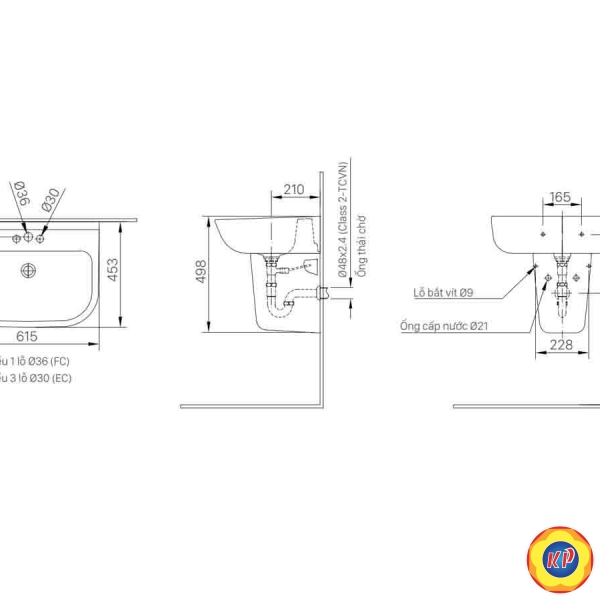 Chân Ngắn Lavabo INAX L-298VC (L298VC) Treo Tường (L-312V, AL-312V)