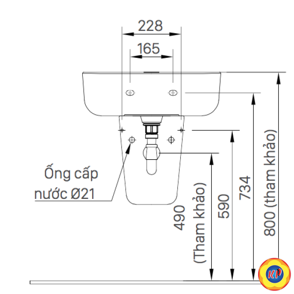 Lavabo Inax L-312V/L-298VC (L312V+L298VC) Treo Tường Chân Ngắn