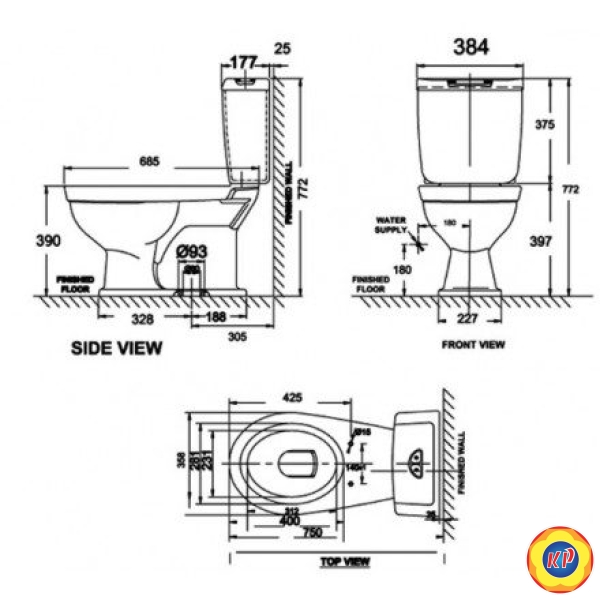 Bồn Cầu 2 Khối AAmerican Standard VF-2321 dòng Caravelle Plus