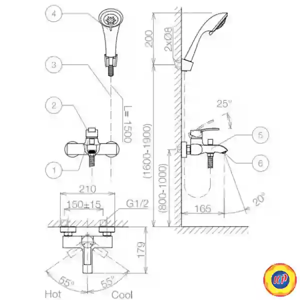 Vòi Sen Tắm Viglacera VG511 Nóng Lạnh