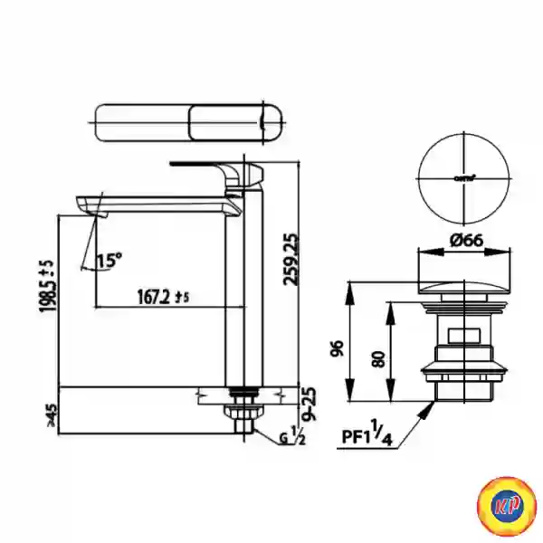 Vòi Lavabo COTTO CT1143AY#BL Scirocco Lạnh Thân Cao Màu Đen