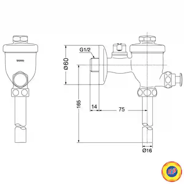 Van Xả Tiểu Nam TOTO DU601N Xả Nhấn