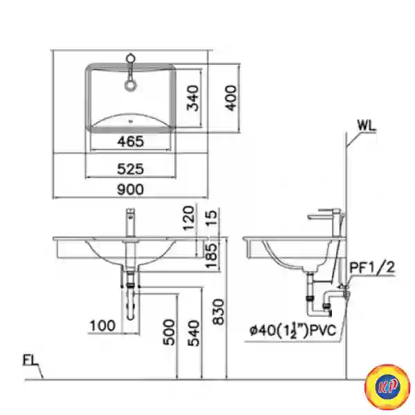 Chậu Rửa Lavabo Âm Bàn CAESAR L5125 Chữ Nhật