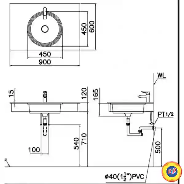 Chậu Rửa Lavabo Âm Bàn CAESAR LF5118 Tròn