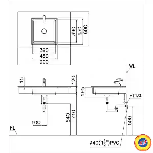 Chậu Rửa Lavabo Âm Bàn CAESAR LF5128 Vuông