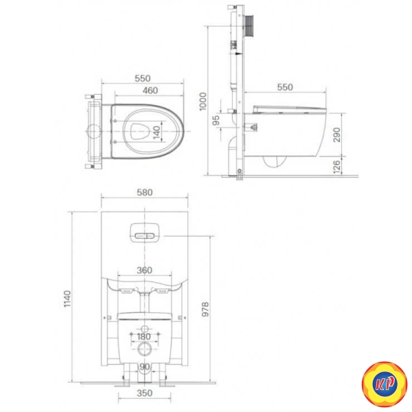 Bồn Cầu INAX AC-952VN (AC952VN) Treo Tường Nắp Đóng Êm