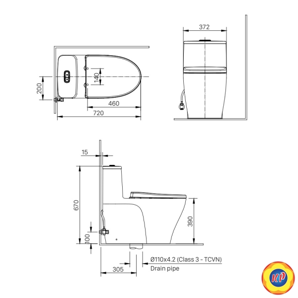 Bồn Cầu INAX AC-989VN (AC989VN) 1 Khối Nắp Êm Aqua Ceramic