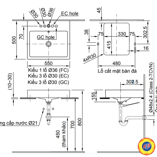 Chậu Rửa Lavabo Inax AL-536V (AL536V) Đặt Bàn AquaCeramic