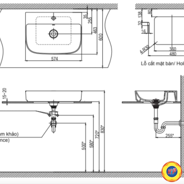 Chậu Rửa Lavabo Inax AL-632V (AL632V) Đặt Bàn AquaCeramic