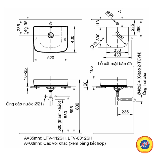 Chậu Rửa Lavabo Inax AL-638V (AL638V) Đặt Bàn AquaCeramic