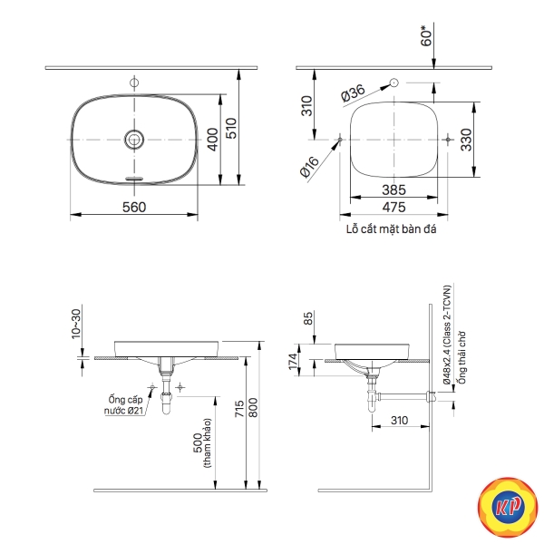 Chậu Rửa Lavabo Inax AL-642V (AL642V) Đặt Bàn AquaCeramic