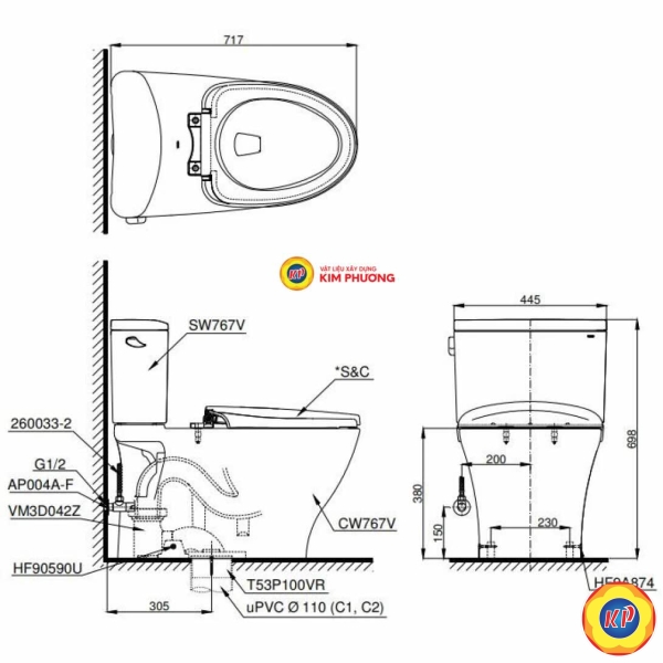 Bồn Cầu Điện Tử TOTO CS767CRW15