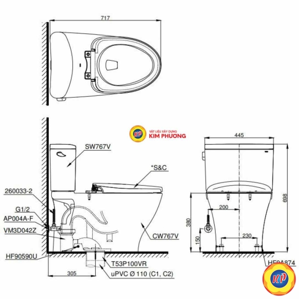 Bồn Cầu Điện Tử TOTO CS767RW14