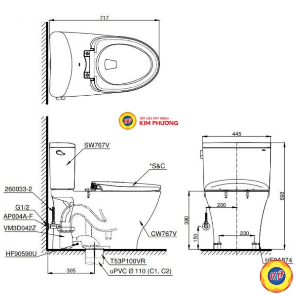 Bồn Cầu Điện Tử TOTO CS767RW16/TCF23410AAA C2 