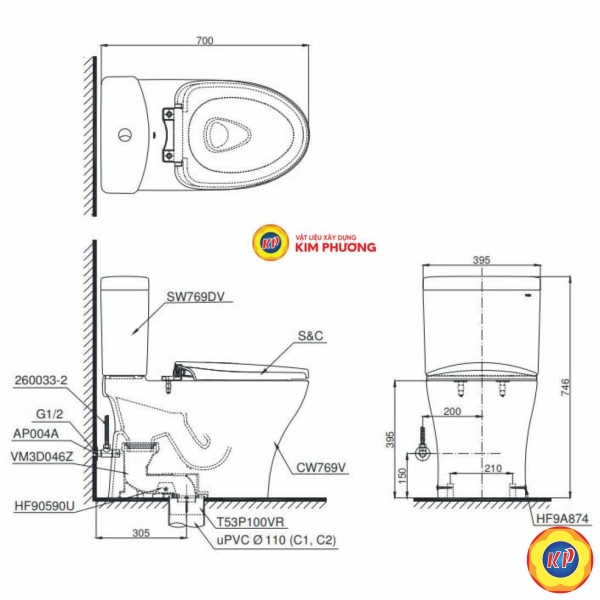 Bồn Cầu Điện Tử TOTO CS769CDRW17/TCF23460AAA C2 Giấu Dây