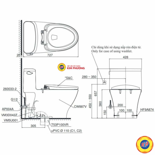 Bồn Cầu Điện Tử TOTO MS887CRW17/TCF23460AAA C2 Giấu Dây