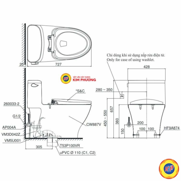 Bồn Cầu Điện Tử TOTO MS887RW14