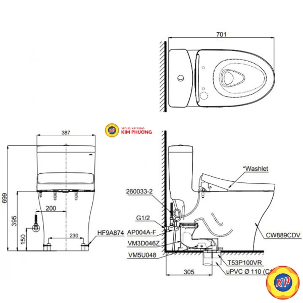 Bồn Cầu Điện Tử TOTO MS889CDRW12 