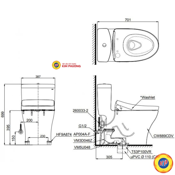 Bồn Cầu Điện Tử TOTO MS889CDRW15