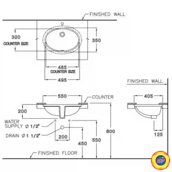 Chậu Rửa Lavabo COTTO C017 Marlow Âm Bàn