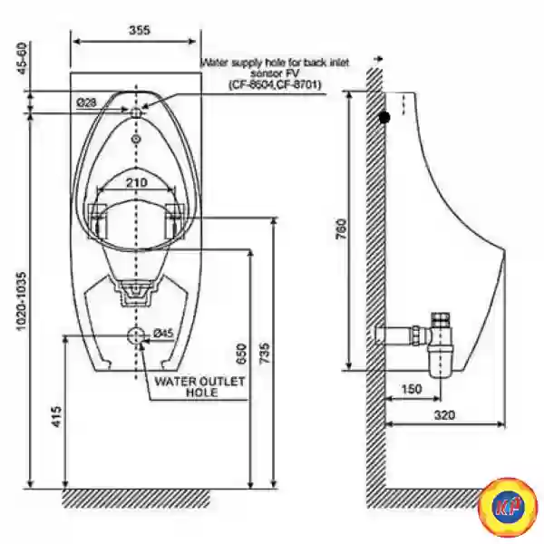 Tiểu Nam Treo Tường American Standard WP-6737B Cấp Âm