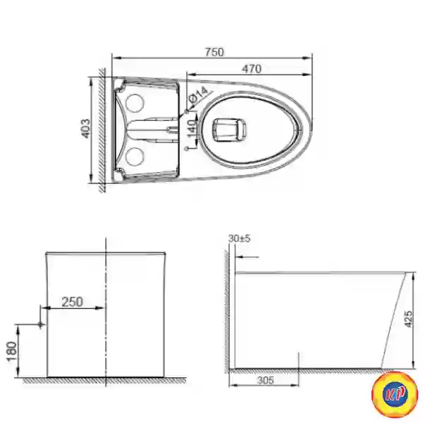 Bồn Cầu 1 Khối American Standard WP-3232 Studio S hông Két Nước