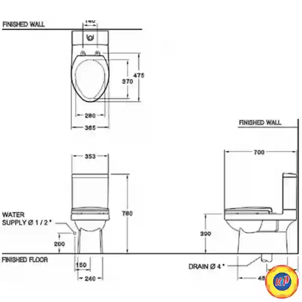 Bàn Cầu COTTO C1182(CN1) 2 Khối 3x3-E