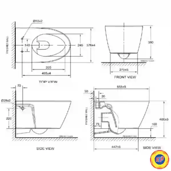 Bồn Cầu Treo Tường American Standard VF-3119B/WP-C119/G3004A/VPTL-3815 Két Âm