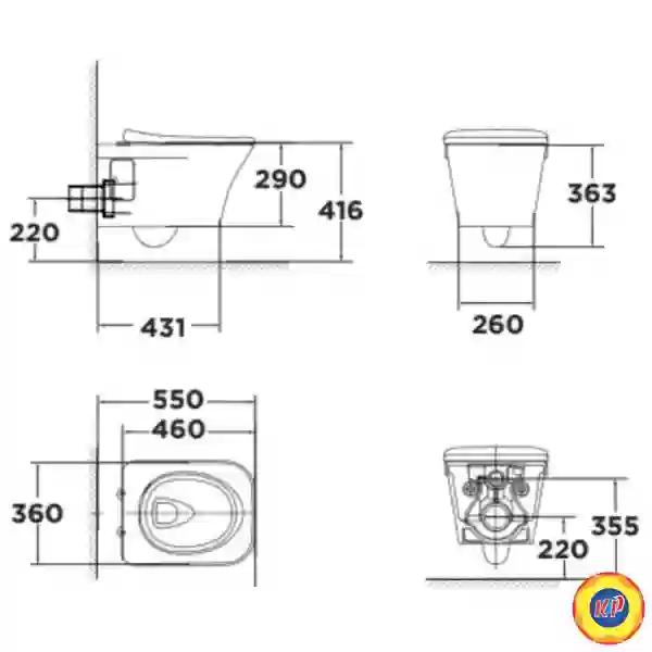Bồn Cầu Treo Tường American Standard WP-2131 Nắp WP-C131