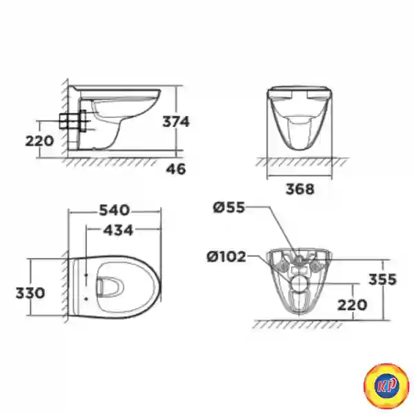 Bồn Cầu Treo Tường American Standard WP-2207 Nắp WP-C218