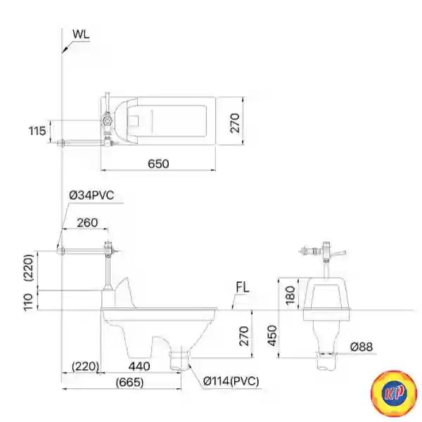 Bồn Cầu Xổm CAESAR C1250/BF523A Chữ Nhật